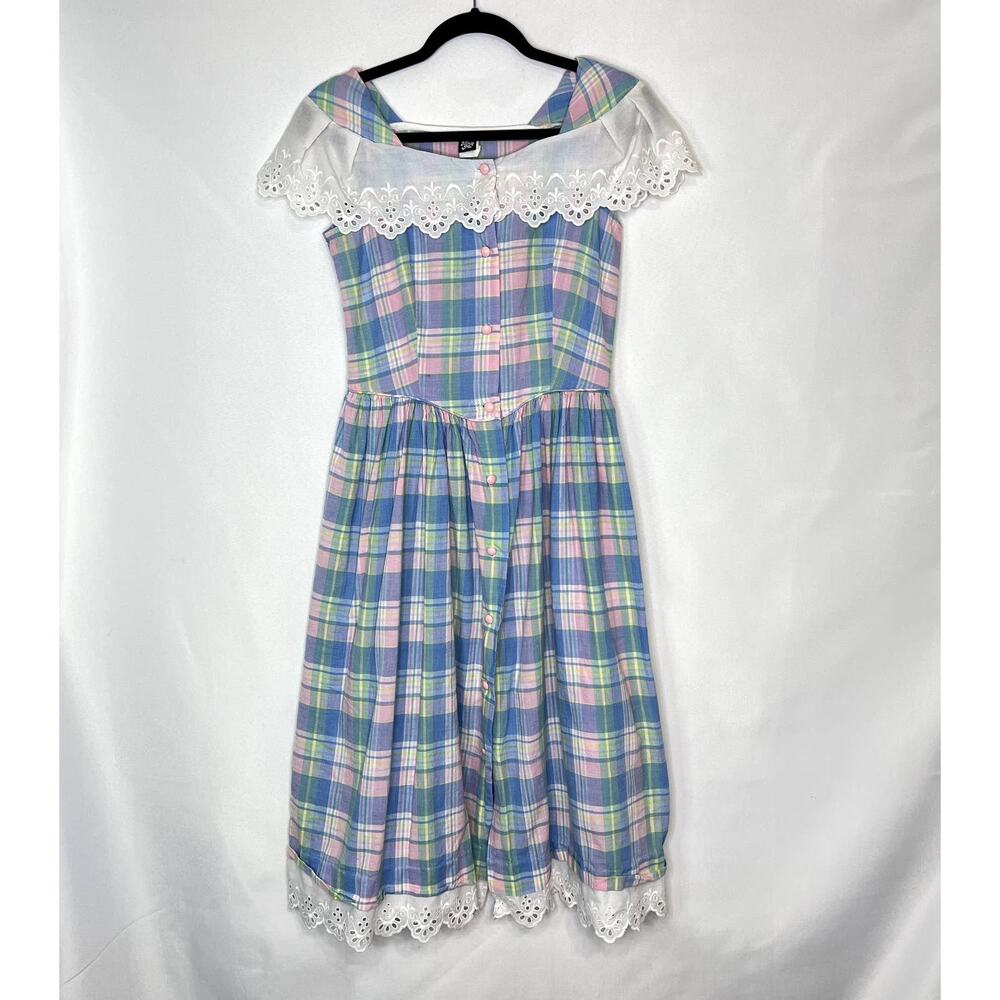Picture Me A-Line Dress Floral Lace Trim  Vintage Teen Size 12/7
